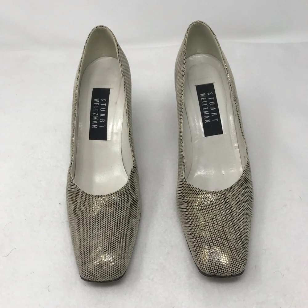 Stuart Weitzman Mid Heel Leather Slip On Pump Size 7 - Picture 5 of 8